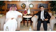 Ambassador of Qatar to Morocco H E Sheikh Abdullah bin Thamer Al Thani with the Director-General of the Islamic World Educational, Scientific and Cultural Organization (ICESCO) Dr. Salim bin Mohammed Al Malik, in Rabat, Morocco, yesterday.
