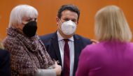 German Commissioner for Culture and the Media Claudia Roth, Labour Minister Hubertus Heil and Interior Minister Nancy Faeser attend the weekly cabinet meeting at the Federal Chancellery in Berlin, Germany February 23, 2022. REUTERS/Michele Tantussi/Pool
