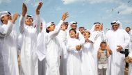 Minister of Environment and Climate Change H E Sheikh Dr. Faleh bin Nasser bin Ahmed bin Ali Al Thani participating in the event of releasing birds in Barouq Reserve, yesterday.