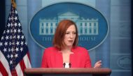 FILE PHOTO: White House Press Secretary Jen Psaki holds a press briefing on the U.S. response after Russia launched a massive military operation against Ukraine, at the White House in Washington, U.S., February 24, 2022. REUTERS/Leah Millis/File Photo
