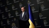 Ukrainian Foreign Minister Dmytro Kuleba speaks during a news conference after meeting with his counterparts Russian Sergei Lavrov and Turkish Mevlut Cavusoglu, amid Russia's invasion of Ukraine, in Antalya, Turkey March 10, 2022. Reuters/Murad Sezer