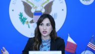 Chargé d’Affaires at the US embassy in Doha, H E Natalie A Baker addressing the press conference. PIC: RAJAN VADAKKEMURIYIL 