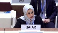 Acting Charge d’Affaires of the Permanent Delegation of Qatar in Geneva Jawhara Al Suwaidi speaking before the 49th Human Rights Council.