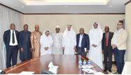 Prime Minister of the Republic of Mali H E Shugel Maiga, with Qatar Businessmen Association’s Chairman Sheikh Faisal bin Qassim Al Thani, First Deputy Hussein Ibrahim Al Fardan, and Board Member Saud Al Mana, and other officials during the meeting recently. 