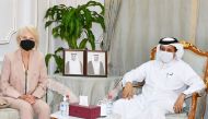Qatar Chamber Chairman Sheikh Khalifa bin Jassim Al Thani with Former US Representative, Jane Harman.