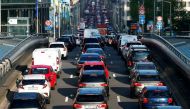Cars are seen stuck in a traffic jam in central Brussels, Belgium, April 29, 2019. REUTERS/Francois Lenoir/File Photo