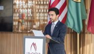 Consul General of the State of Qatar H E Mansoor Al Sulaitin addressing the event.