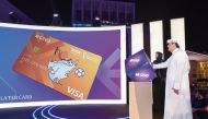 A QNB official launches the first prepaid card designed exclusively with La'eeb. 
