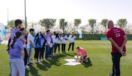 Generation Amazing youth advocates in a football team building activity.