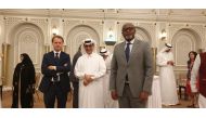 Minister of State and QNL President H E Hamad bin Adbelaziz Al Kawari (centre), French Ambassador Jean-Baptiste Faivre (first left), and Ambassador of Rwanda François Nkulikiyimfura during the event.