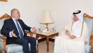 Minister of State for Foreign Affairs H E Sultan bin Saad Al Muraikhi receives Ambassador of Romania to Qatar H E Nicusor Daniel Tanase.