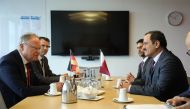 Undersecretary of the Ministry of Commerce and Industry H E Sultan bin Rashid Al Khater with Minister President of Lower Saxony in the Federal Republic of Germany H E Stephan Weil during the Hannover Messe International Industrial Fair 2022.