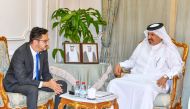Qatar Chamber First Vice Chairman Mohamed bin Twar Al Kuwari with Rafael Solimeo, Head of the International Office at the Arab-Brazilian Chamber of Commerce.