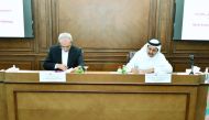 QC Chairman Sheikh Khalifa bin Jassim Al Thani and President of the ICCIMA Gholam Hossein Shafei during the agreement signing.