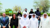 Prize winners - back row (from left): Fatima Al Emadi, Doha Elsaman, Lolwa Al Mohannadi, Fatima Al Mohannadi. Front row (from left): Dr. Raffaello Furlan, Dr. Goze Bayram, Dr. Khalid Kamal Naji, Architect Ibrahim Jaidah, Dr. Rashid Saad H Al Matwi
