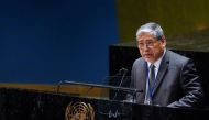 Philippines' Ambassador to the UN Enrique Manalo speaks during the 11th emergency special session of the 193-member U.N. General Assembly on Russia's invasion of Ukraine, at the United Nations Headquarters in Manhattan, New York City, U.S., March 1, 2022. REUTERS/Carlo Allegri/File Photo