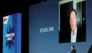 FILE PHOTO: SpaceX founder and Tesla CEO Elon Musk speaks on a screen during the Mobile World Congress (MWC) in Barcelona, Spain, June 29, 2021. REUTERS/Nacho Doce/File Photo