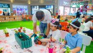 Children enjoying Art Factory workshop at Hyatt Plaza.