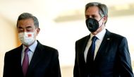 US Secretary of State Antony Blinken walks with Chinese Foreign Minister Wang Yi prior to a bilateral meeting in Nusa Dua, Bali, Indonesia July 9, 2022. (Stefani Reynolds/ REUTERS)