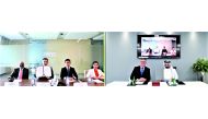 (L to R) Nurzhan Kosbayev, Deputy Chairman of the Management Board, AIFC Authority; Nasser Al-Taweel, Deputy Chief Executive Officer & Chief Legal Officer, QFC, and their senior team members signing the MoU.