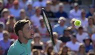 Pablo Carreno Busta (ESP) volleys against Hubert Hurkacz (POL) (not pictured) in the singles finals match during the National Bank Open at IGA Stadium. Mandatory Credit: Eric Bolte-USA TODAY Sports