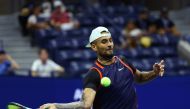 Australia's Nick Kyrgios in action during his first round match against Australia's Thanasi Kokkinakis at the US Open in Flushing Meadows, New York, on August 29, 2022.  REUTERS/Mike Segar