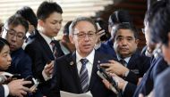 Okinawa Governor Denny Tamaki speaks to the media after a meeting with Japan's then-Prime Minister Shinzo Abe (not in picture) at Abe's official residence in Tokyo, Japan, on March 1, 2019. File Photo / Reuters
