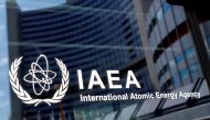 The logo of the International Atomic Energy Agency is seen at IAEA headquarters during a board of governors meeting in Vienna, Austria, on June 7, 2021.  File Photo / Reuters
