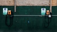 A view show EV Charging stations in the parking area of Timber House, the city's first mass-timber condo building, in the Park Slope neighborhood of Brooklyn, New York, U.S., August 16, 2022. REUTERS/Brendan McDermid/File Photo
