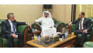 Ambassador of Moldova to Qatar H E Victor Tvircun, Qatar Chamber First Vice-Chairman Mohamed bin Towar Al Kuwari, and Mayor of Chisinau of the Republic of Moldova Ion Ceban during the meeting, recently.   