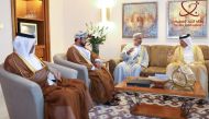 Speaker of the Shura Council H E Hassan bin Abdullah Al Ghanim with officials in Muscat, Oman.