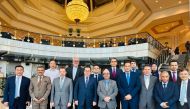 Ambassador of Kazakhstan to Qatar H E Arman Issagaliyev with Their Excellencies the Ambassadors during the event.