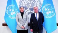 NHRC Chairperson and GANHRI President H E Maryam bint Abdullah Al Attiyah with UN Secretary-General Antonio Guterres.