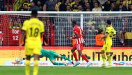FC Union Berlin's Janik Haberer scores their second goal past Borussia Dortmund's Gregor Kobel during the German Bundesliga match at the Stadion An der Alten Forsterei, Berlin, Germany, on October 16, 2022. REUTERS/Lisi Niesner