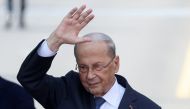 Lebanese outgoing President Michel gestures to his supporters as he leaves the presidential palace a day before his six-year term officially ends, in Baabda, Lebanon, October 30, 2022. (REUTERS/Mohamed Azakir)