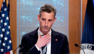 US State Department spokesperson Ned Price gestures at a news conference at the State Department in Washington on February 28, 2022. File Photo / Reuters