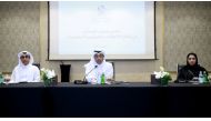 Minister of Labour H E Dr. Ali bin Smaikh Al Marri (centre) during a meeting with ICT sector yesterday.