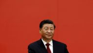 Chinese President Xi Jinping speaks as the new Politburo Standing Committee members meet the media following the 20th National Congress of the Communist Party of China, at the Great Hall of the People in Beijing, China, on October 23, 2022. File Photo / Reuters
