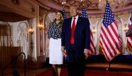 Former US first lady Melania Trump and former US President Donald Trump stand onstage together after Trump announced that he would once again run for US president in Palm Beach, Florida, U.S. November 15, 2022. Reuters/Jonathan Ernst