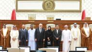 Deputy Speaker of the Shura Council H E Dr. Hamda bint Hassan Al Sulaiti with visiting parliamentary officials from several countries in Doha yesterday.