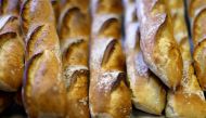 French freshly-baked baguettes are seen at 