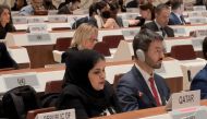 Assistant biological expert at Qatar National Committee for the Prohibition of Weapons Sheikha Nouf Ahmed Al Thani speaking during the conference.