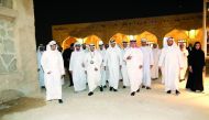 Chairman of Qatar Media Corporation H E Sheikh Hamad bin Thamer Al Thani and CEO of QMC H E Sheikh Abdulaziz bin Thani bin Khalid Al Thani with Minister of Commerce and Acting Minister of Media of Saudi Arabia, H E Dr. Majid bin Abdullah Al Qasabi and other dignitaries at the Lusail Heritage Village.