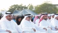 Managing Director and CEO of Qatar Rail, H E Dr. Abdulla bin Abdulaziz bin Turki Al Subaie (center) and Chief of Service Delivery at Qatar Rail, Eng. Abdulla Saif Al Sulaiti (left) with other officials during a ceremony at Al Rayyan Park to celebrate the success of Doha Metro & Lusail Tram’s operational plan for the tournament.