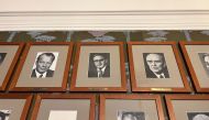 Portraits of Nobel Peace Prize laureates, including of Henry Kissinger, are seen in the meeting room where the Norwegian Nobel Committee holds its meetings at the Norwegian Nobel Institute in Oslo, Norway, on January 3, 2023. REUTERS/Gwladys Fouche
