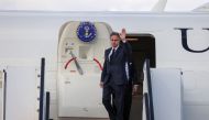 US Secretary of State Antony Blinken disembarks from his plane upon arrival at Israel's Ben Gurion Airport near Tel Aviv, on January 30, 2023. (RONALDO SCHEMIDT/Pool via REUTERS)
