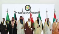 Minister of Communications and Information Technology H E Mohammed bin Ali Al Mannai (third left) with Their Excellencies Ministers of Communications and Information Technology in the GCC countries.