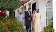 Syria's President Bashar al-Assad with the UAE's Vice President and Prime Minister Sheikh Mohammed bin Rashid Al-Maktoum during the Syrian president's visit to the UAE on March 18, 2022. File photo /Syrian Presidency Facebook page/AFP