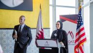 Timmy T Davis, US Ambassador to Qatar, and Sheikha Mayes bint Hamad Al Thani, Managing Director of USQBC Doha Office at the briefing, yesterday.