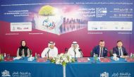 Dr. Omar Al Ansari (centre), Qatar University Vice President for Academic Affairs; Dr. Saif Ali Al Hajri (second left), CEO of Qatar CSR National Program and President of Mubadara for Social Impact; Prof. Rana Sobh (first left), Dean of the College of Business and Economics at Qatar University, and Haidar Mshaimesh (second right), General Manager of IFP Qatar, during the press conference.